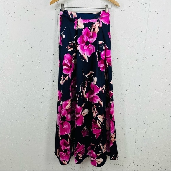 Speechless size 3 Navy Blue & Pink Floral FullMaxi Skirt NEW with tags - Picture 2 of 12